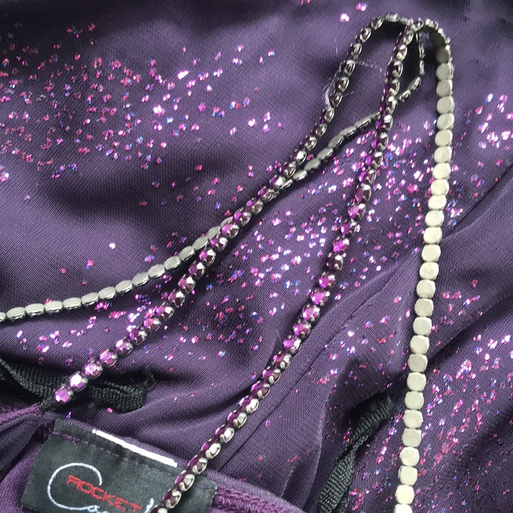 Vintage Y2K 90s Dress Purple Glitter Cowneck Sparkle Party Formal Cocktail HiLo - Picture 14 of 17